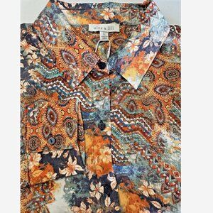 ALEX & LILI Tiger Lily Floral Print NWT Large Satin Blouse Top